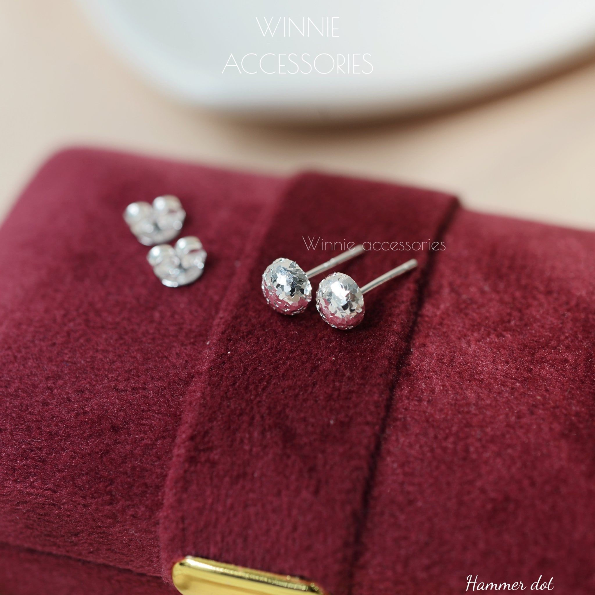  Hoa tai Bạc S925 Hammer Dot 