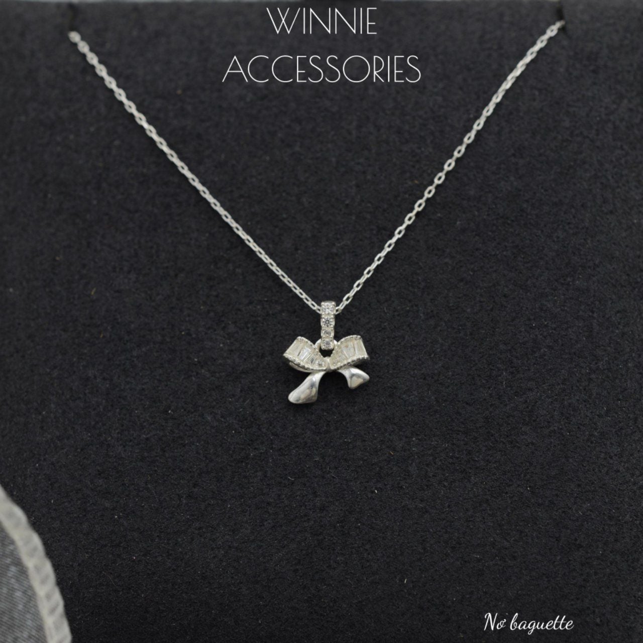  Dây chuyền Bạc S925 Nơ baguette 