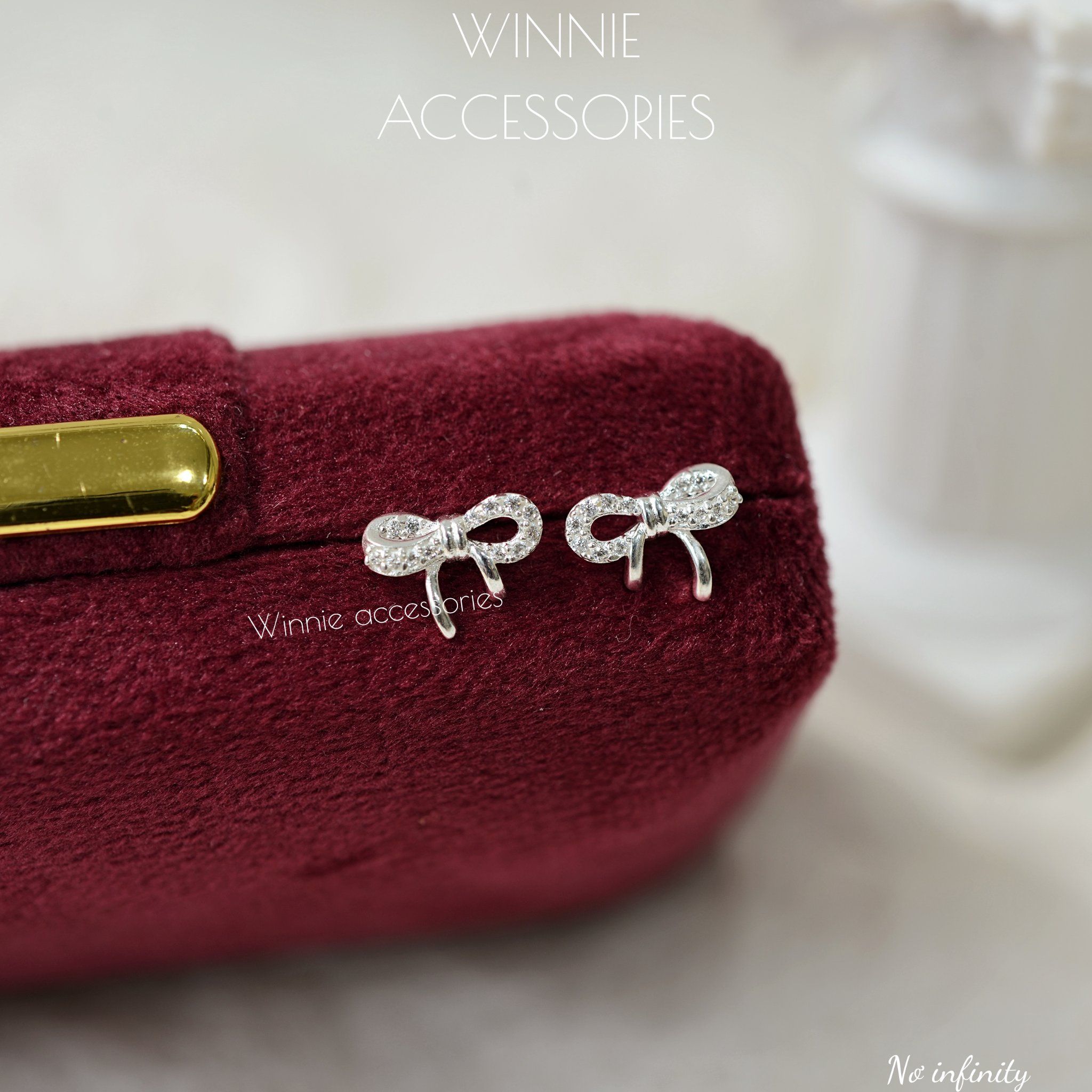  Hoa tai Bạc S925 Nơ Infinity 