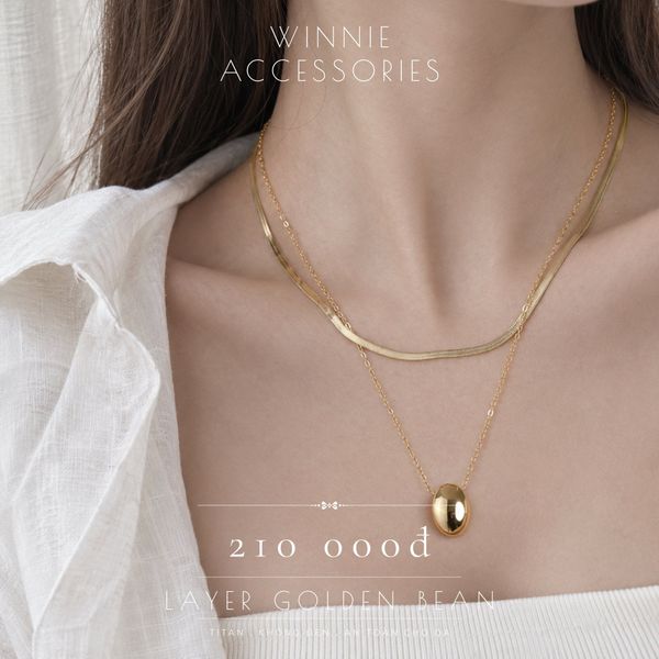  Dây chuyền Titan Layer Golden Bean 