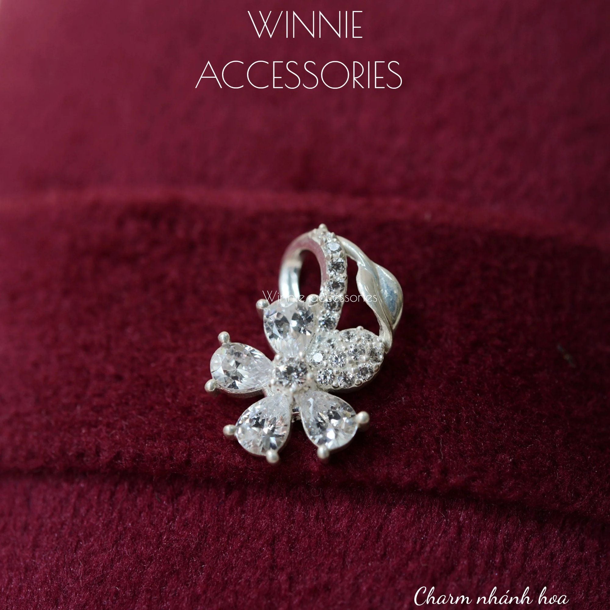  Charm Dây chuyền Bạc S925 Nhánh hoa (Không kèm dây) 