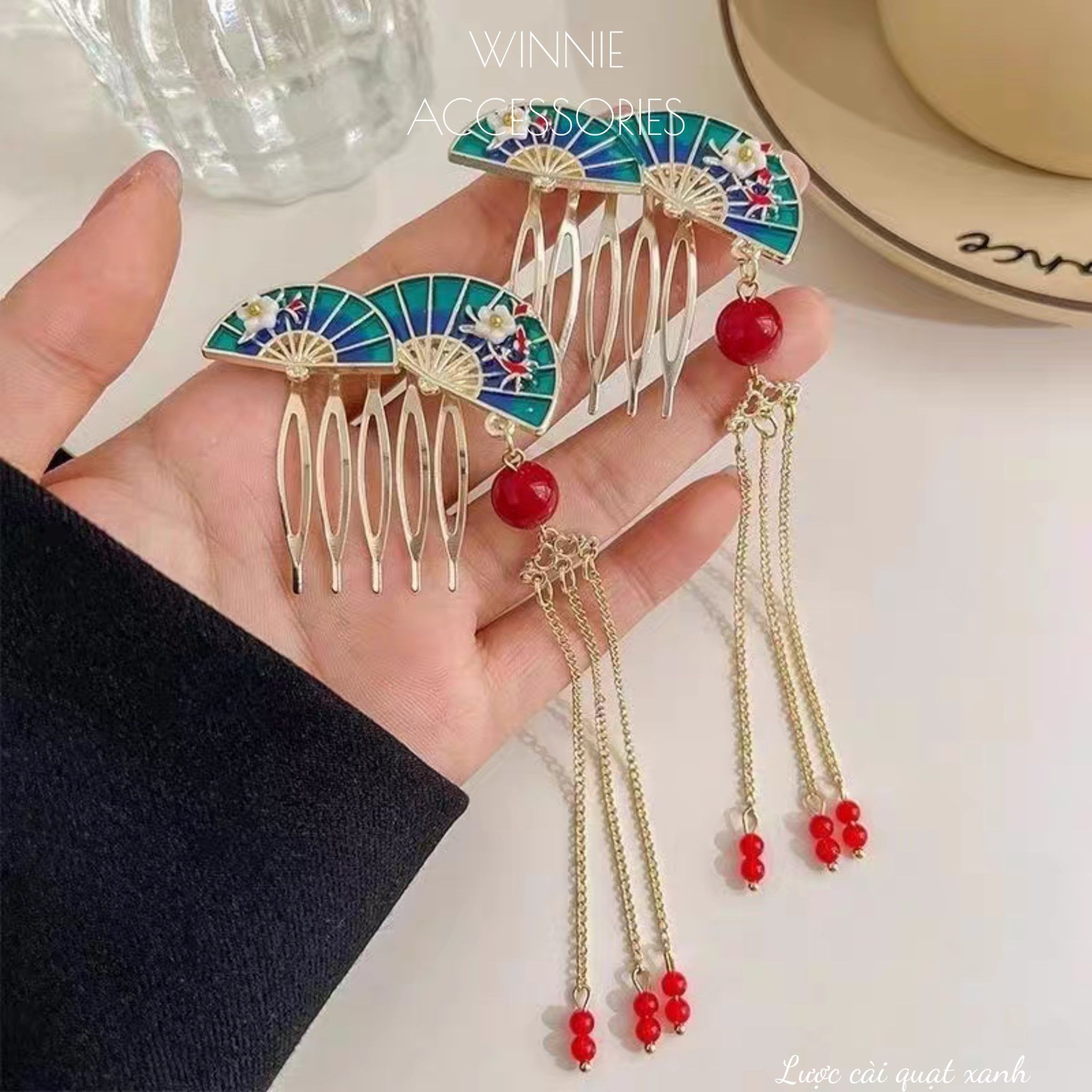  Lược cài Quạt Xanh 