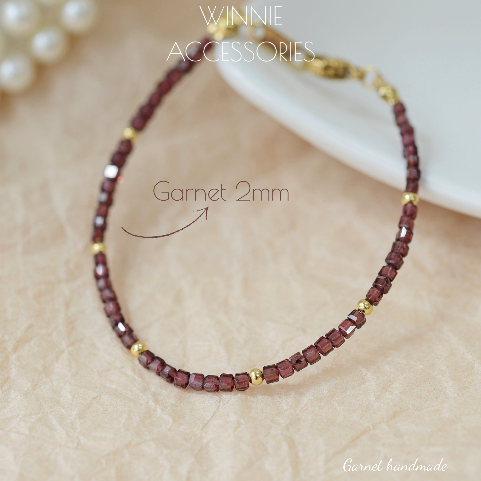  Lắc tay Titan Đá Garnet handmade 