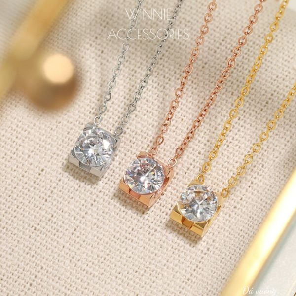  Dây chuyền Titan Đá vuông 