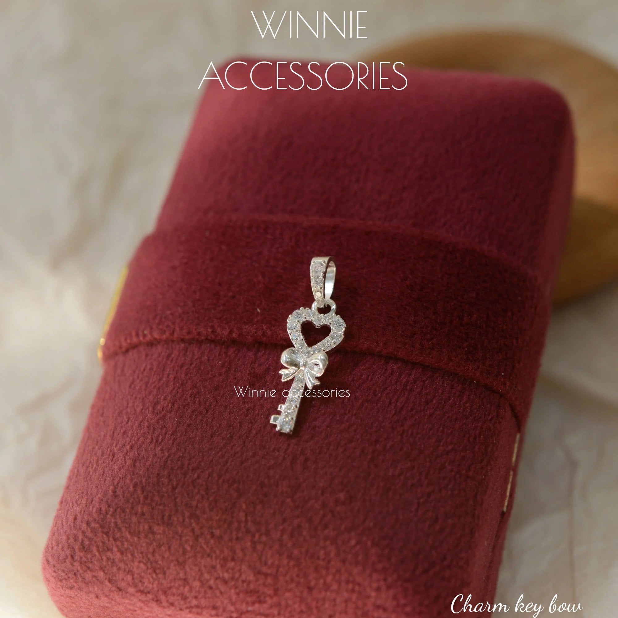  Charm Dây chuyền Bạc S925 Key Bow (không kèm dây) 