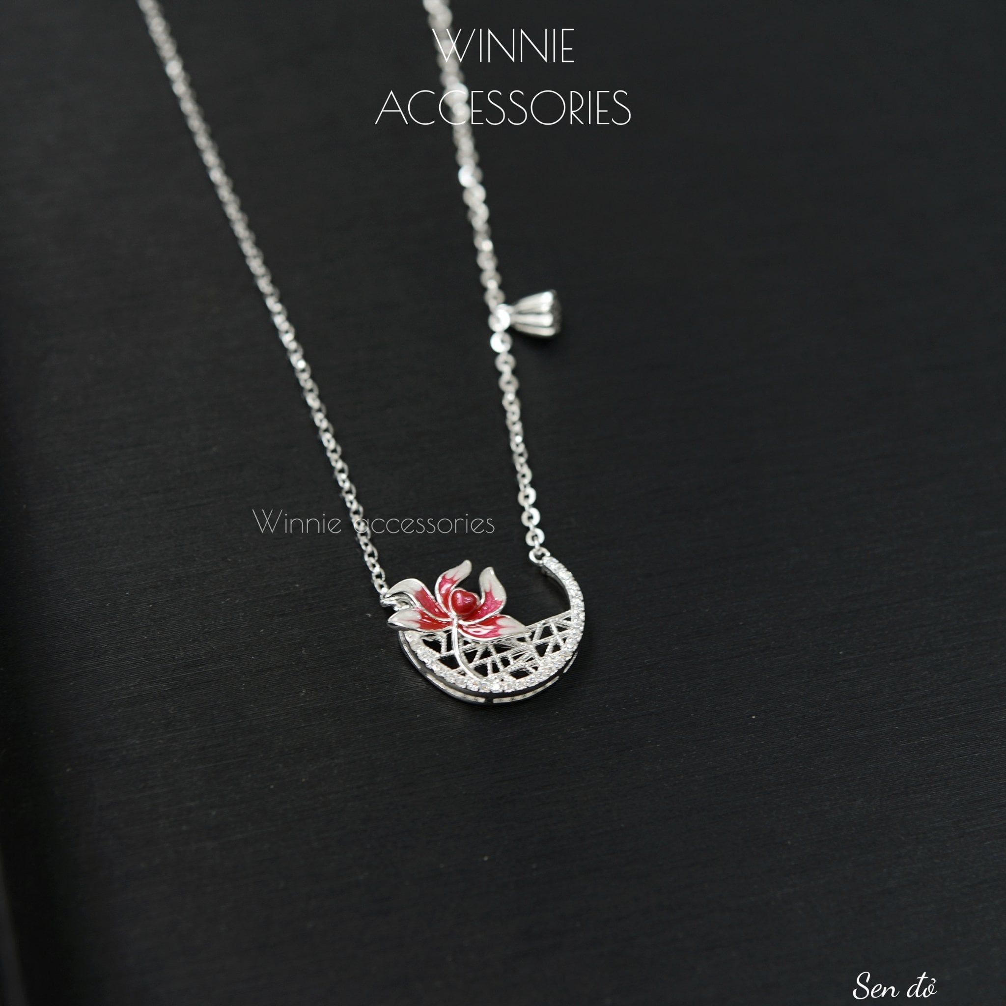  Dây chuyền Bạc S925 Sen Đỏ 