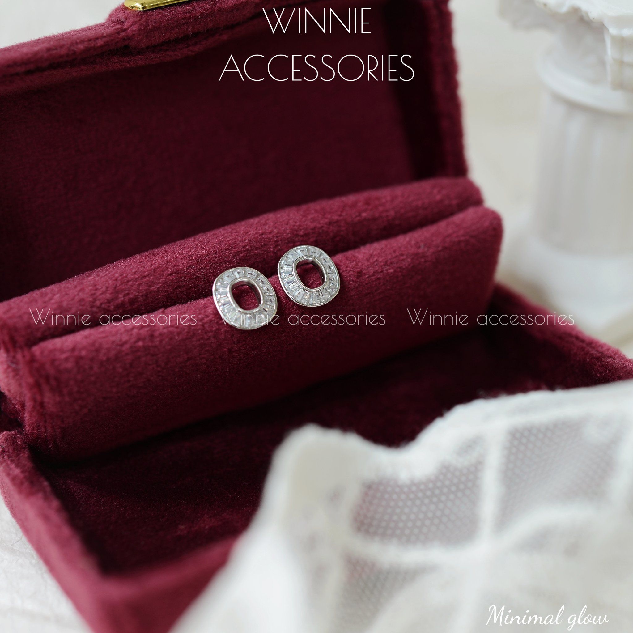  Hoa tai Bạc S925 Minimal glow (Đã xi kim) 