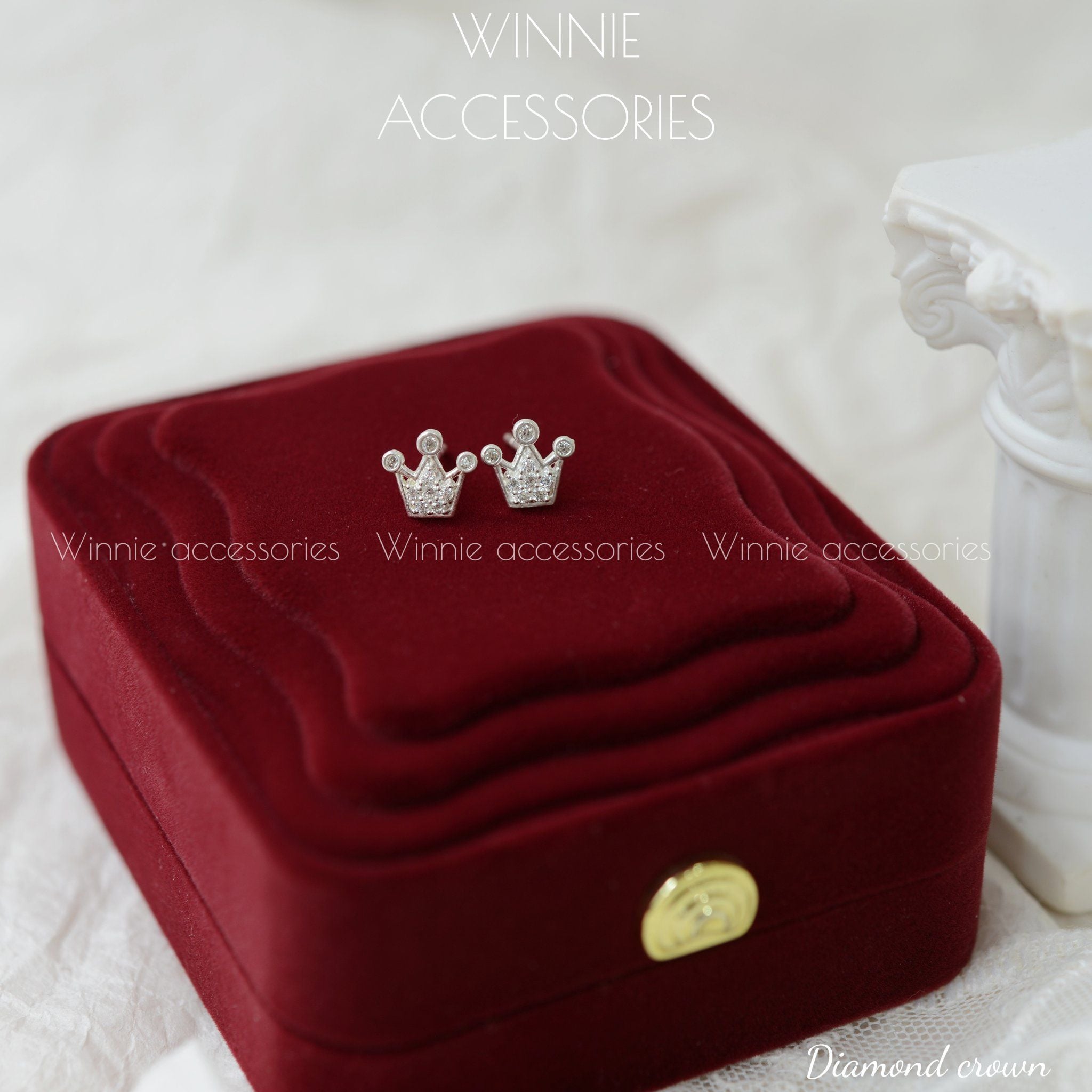  Hoa tai Bạc S925 Diamond Crown 