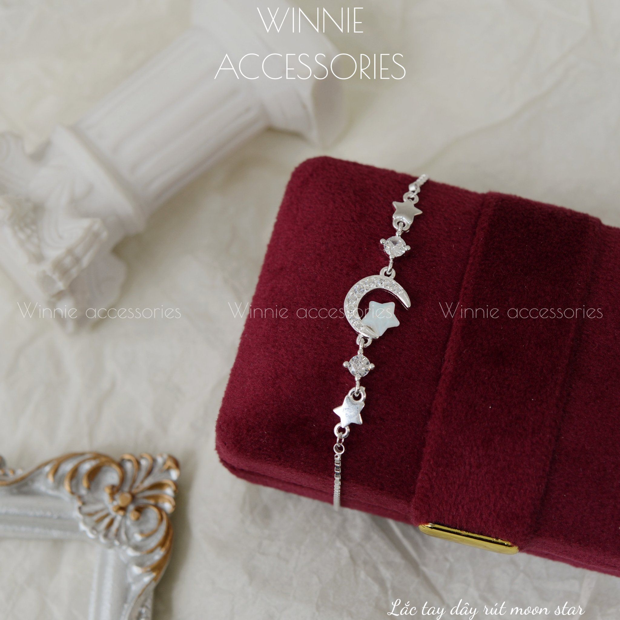  Lắc tay Bạc S925 Dây rút Moon Star 
