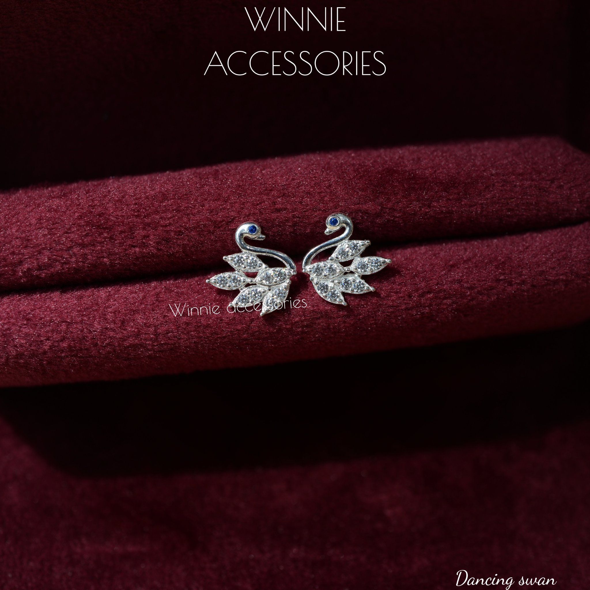  Hoa tai Bạc S925 Dancing Swan 