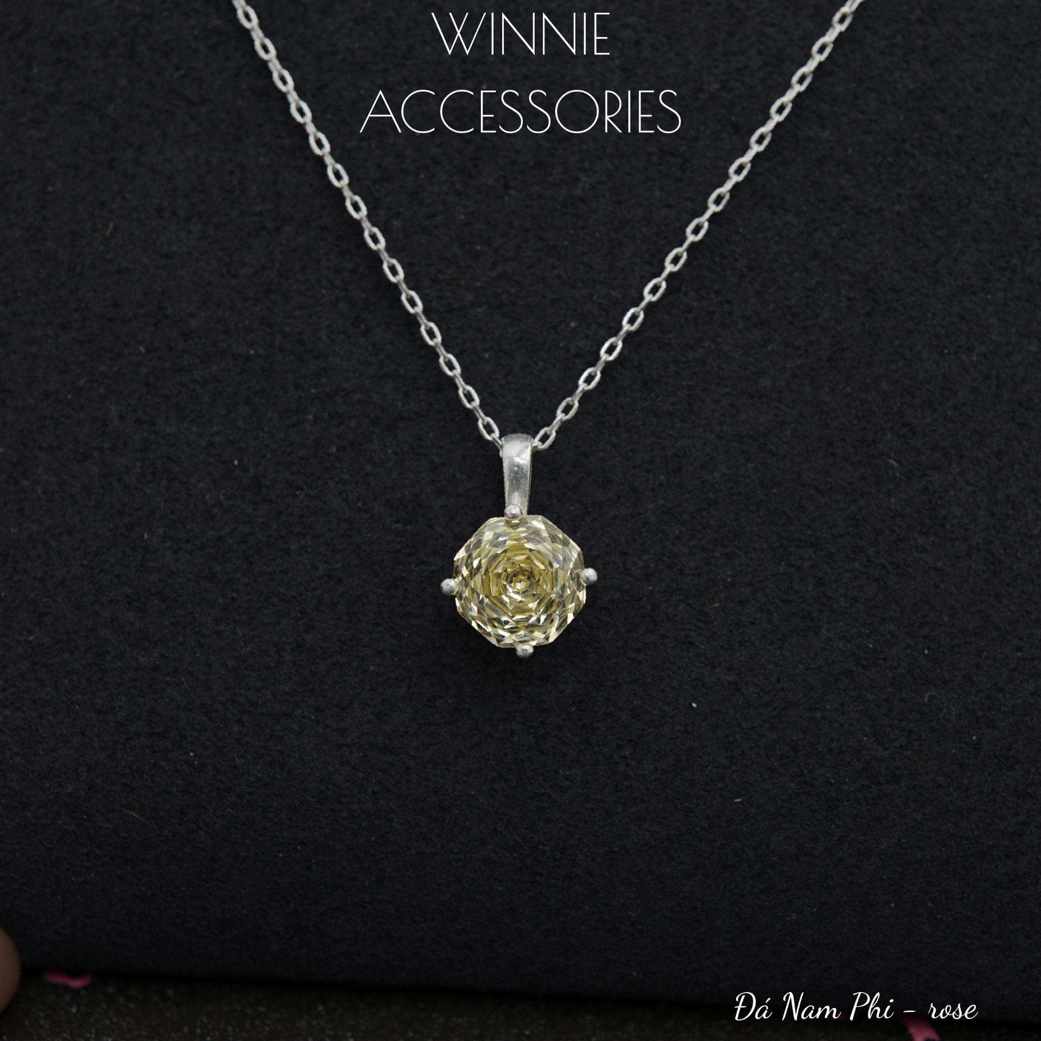  Dây chuyền Bạc S925 Đá Nam Phi Rose 