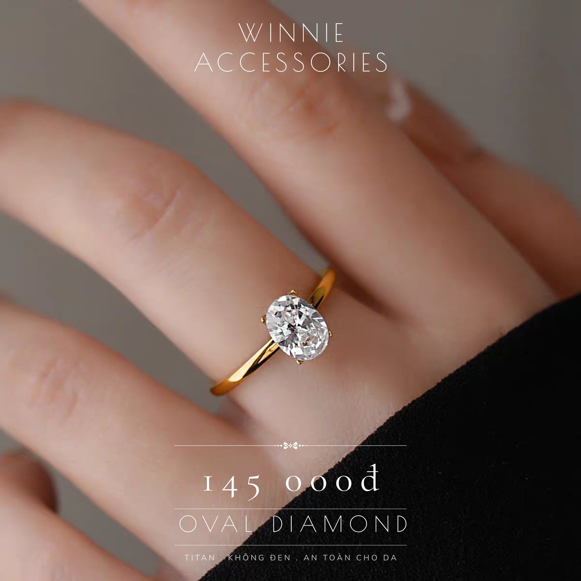  Nhẫn titan Oval Diamond 