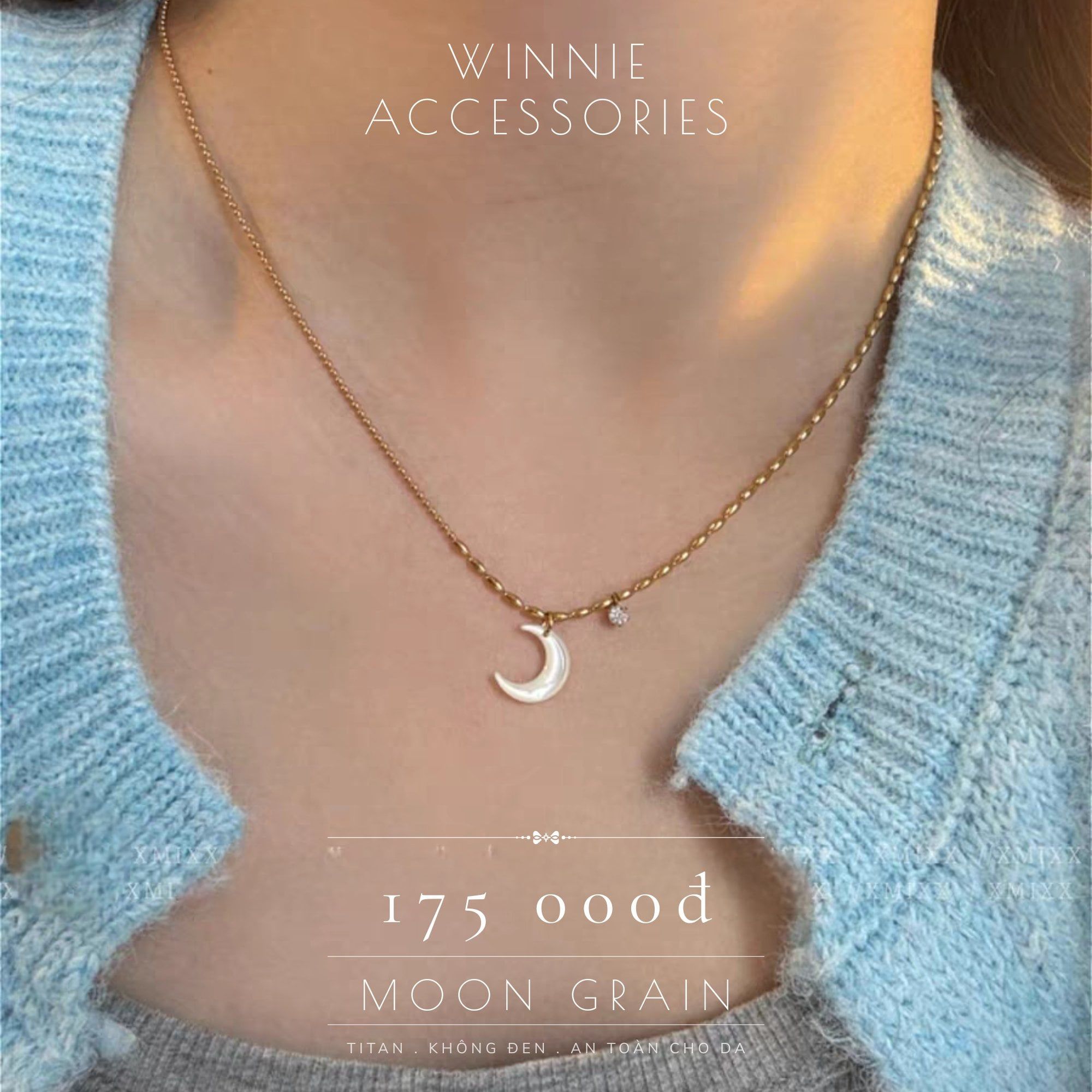  Dây chuyền titan Moon grain 