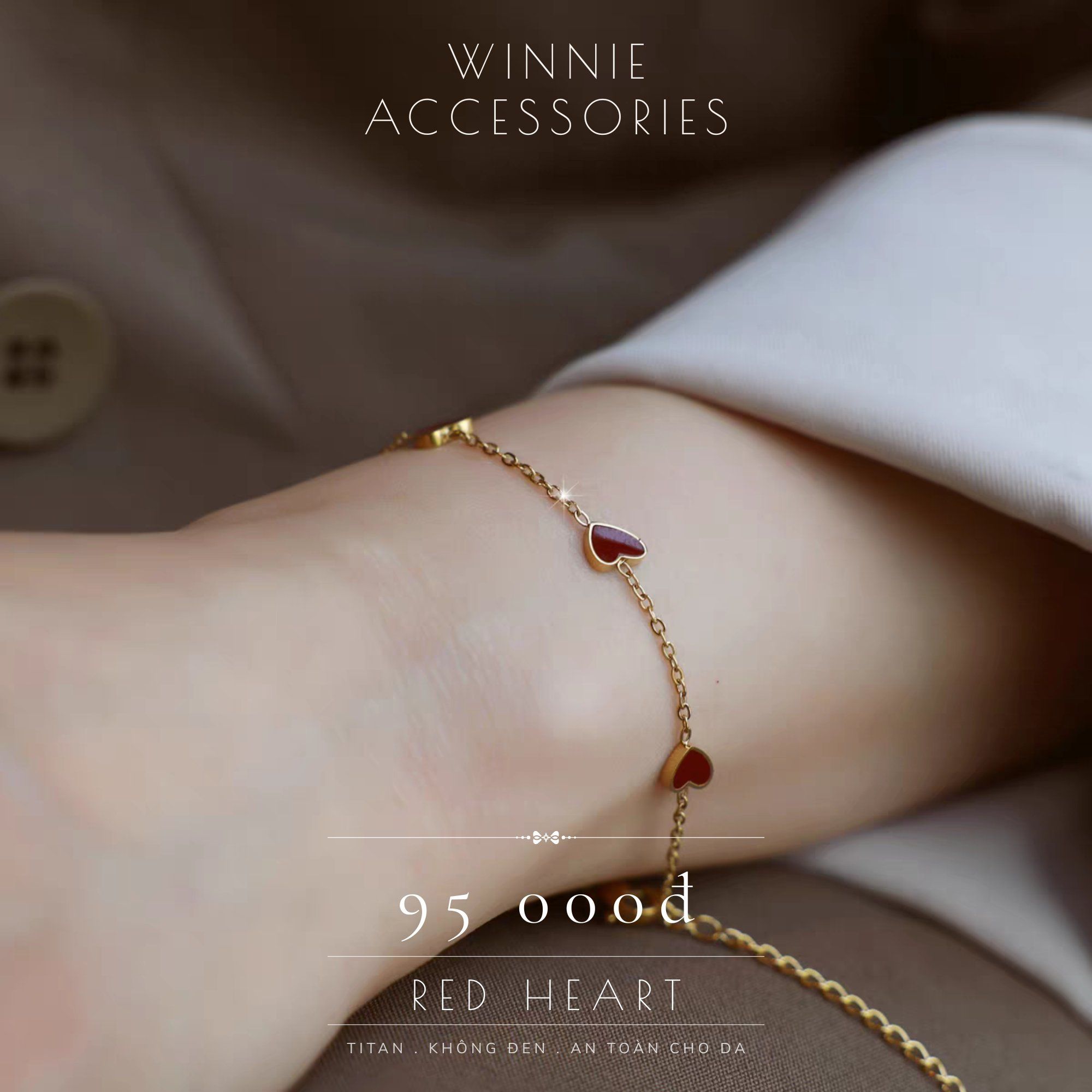 Lắc tay Titan Red heart 