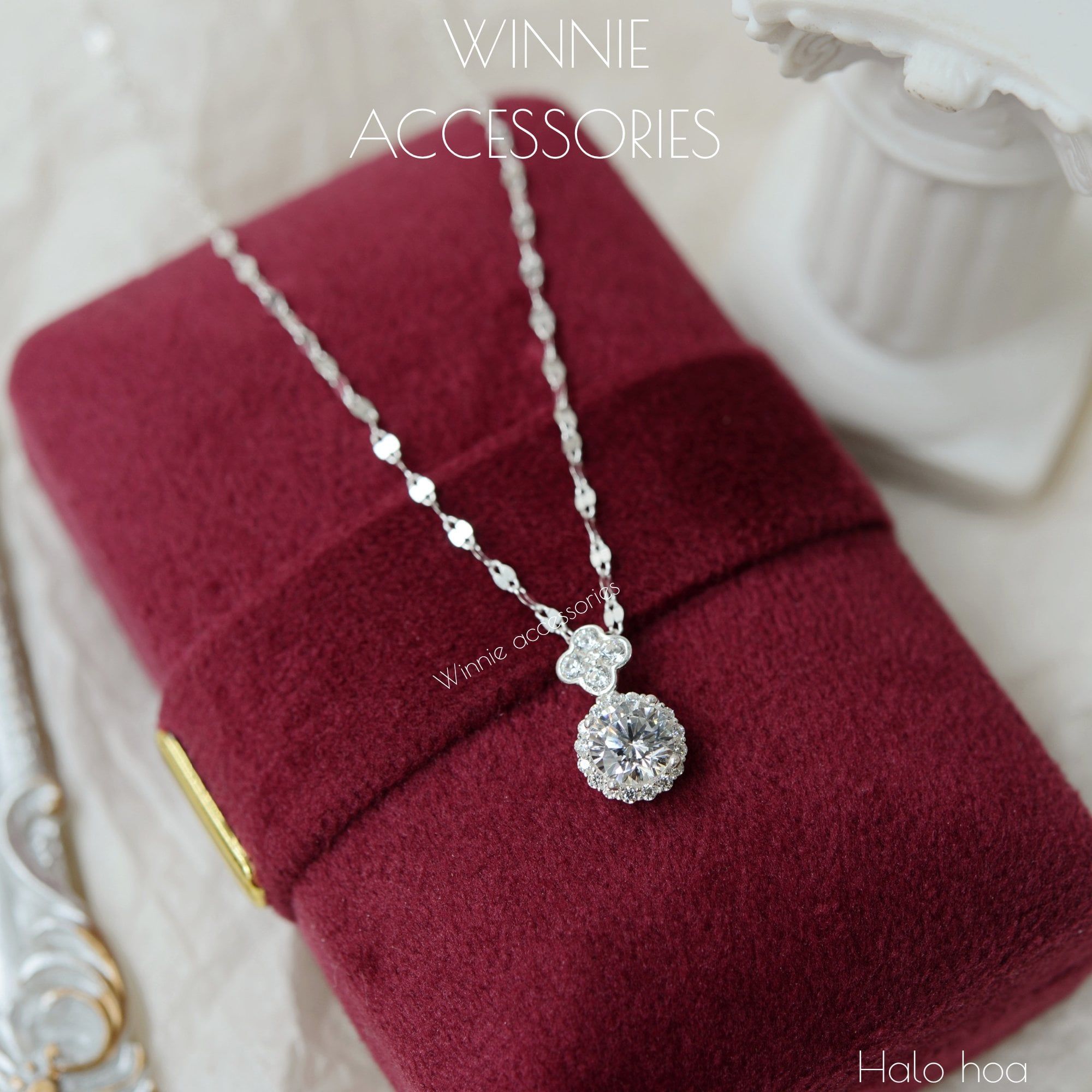  Charm Dây chuyền Bạc S925 Halo hoa (không kèm dây) 