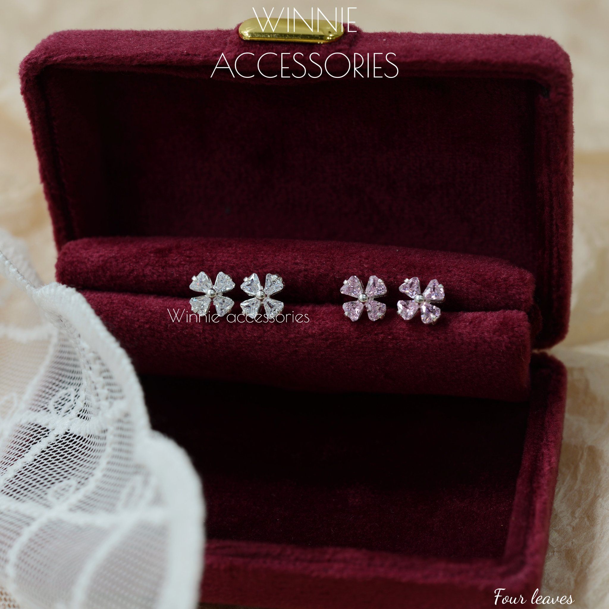  Hoa tai Bạc S925 Four leaves 