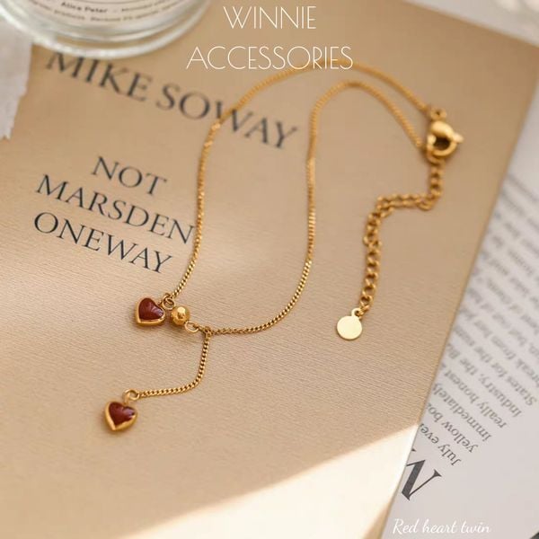  Lắc chân Titan Red heart twin 