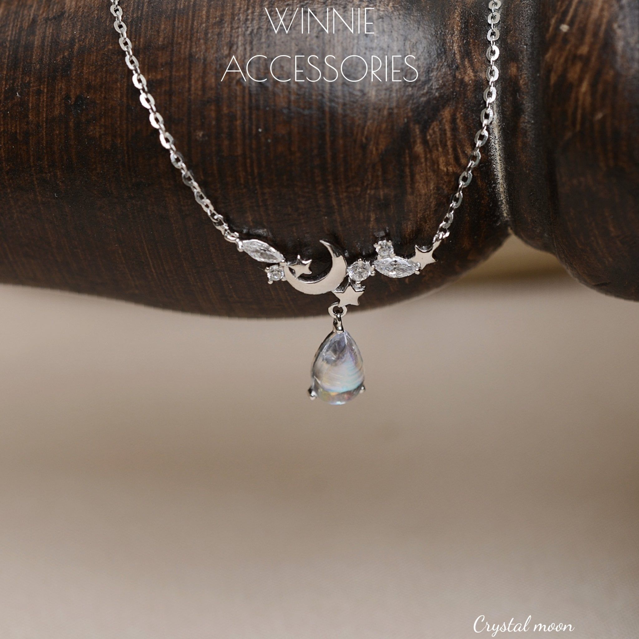  Dây chuyền Bạc S925 Crystal Moon (Xi Kim) 