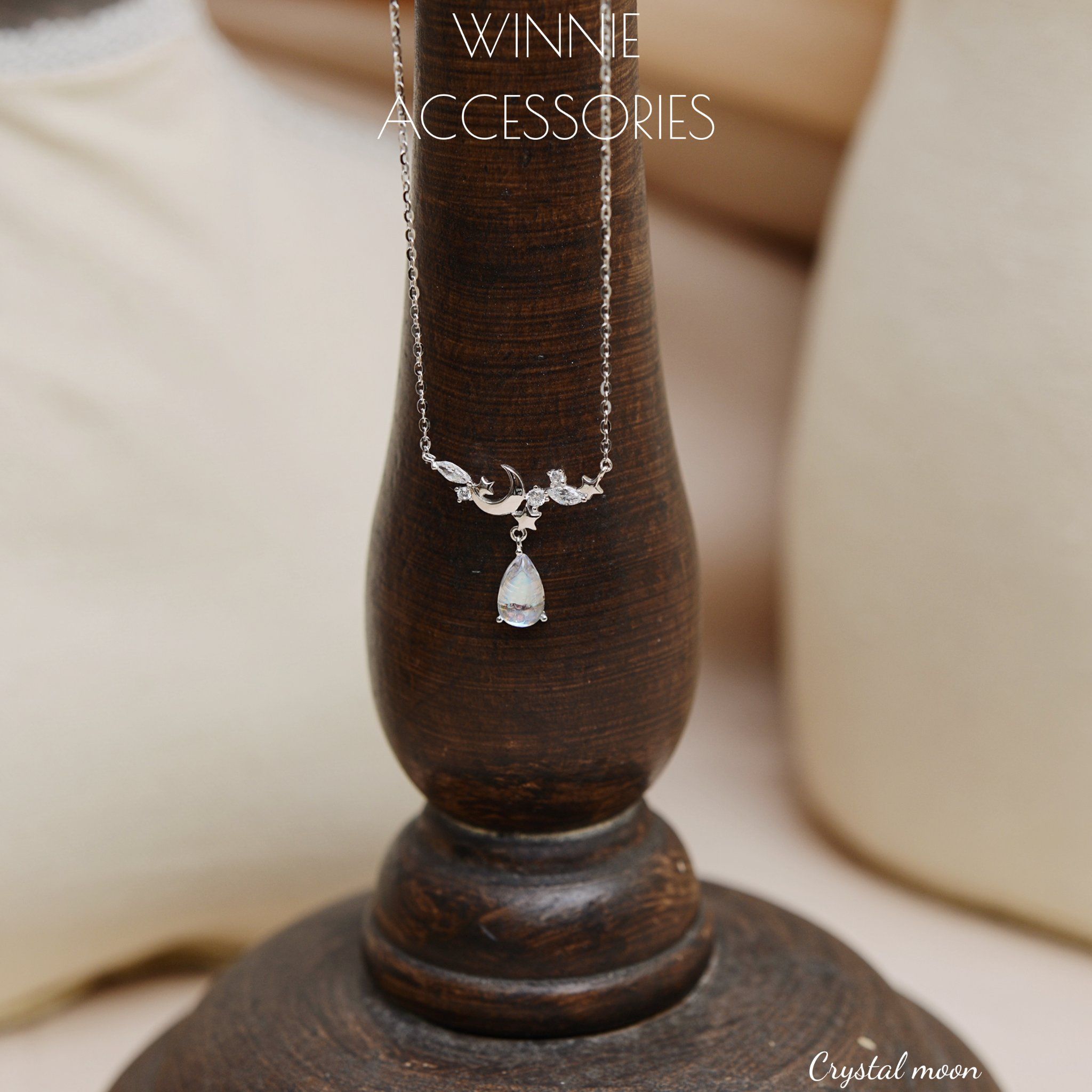  Dây chuyền Bạc S925 Crystal Moon (Xi Kim) 