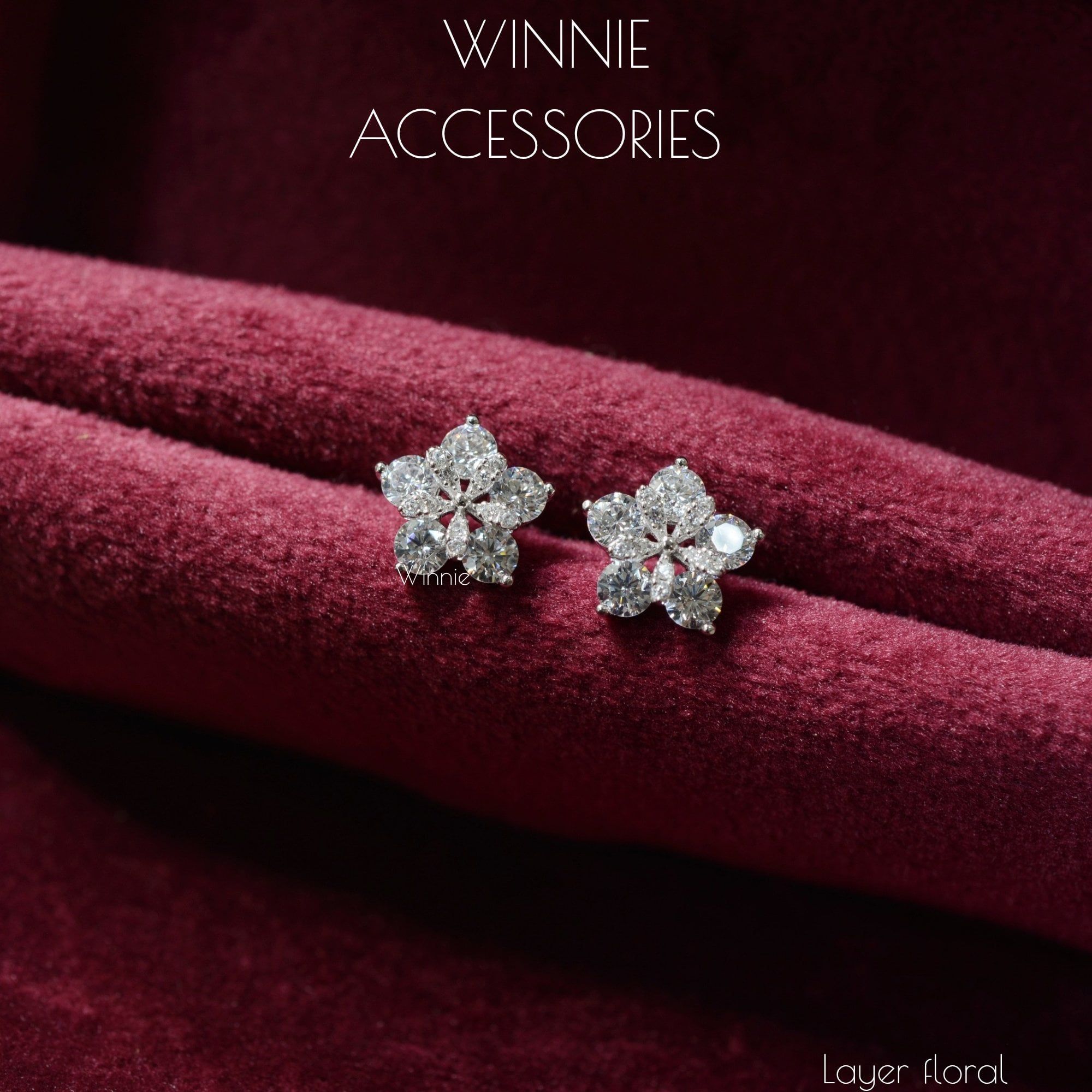  Hoa tai Bạc S925 Layer floral (Đã xi bạch kim) 