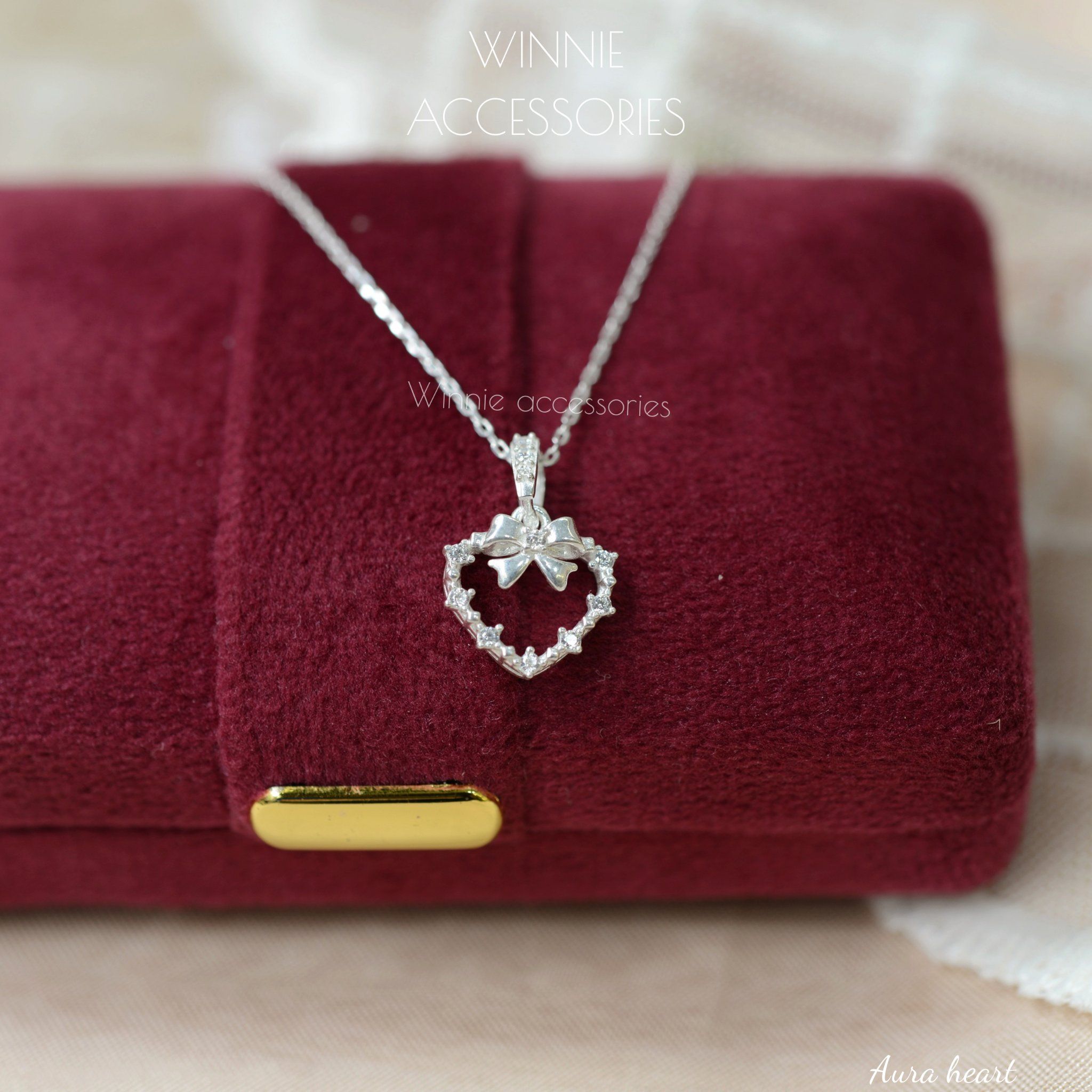  Charm Dây chuyền Bạc S925 Aura heart (Không kèm dây) 