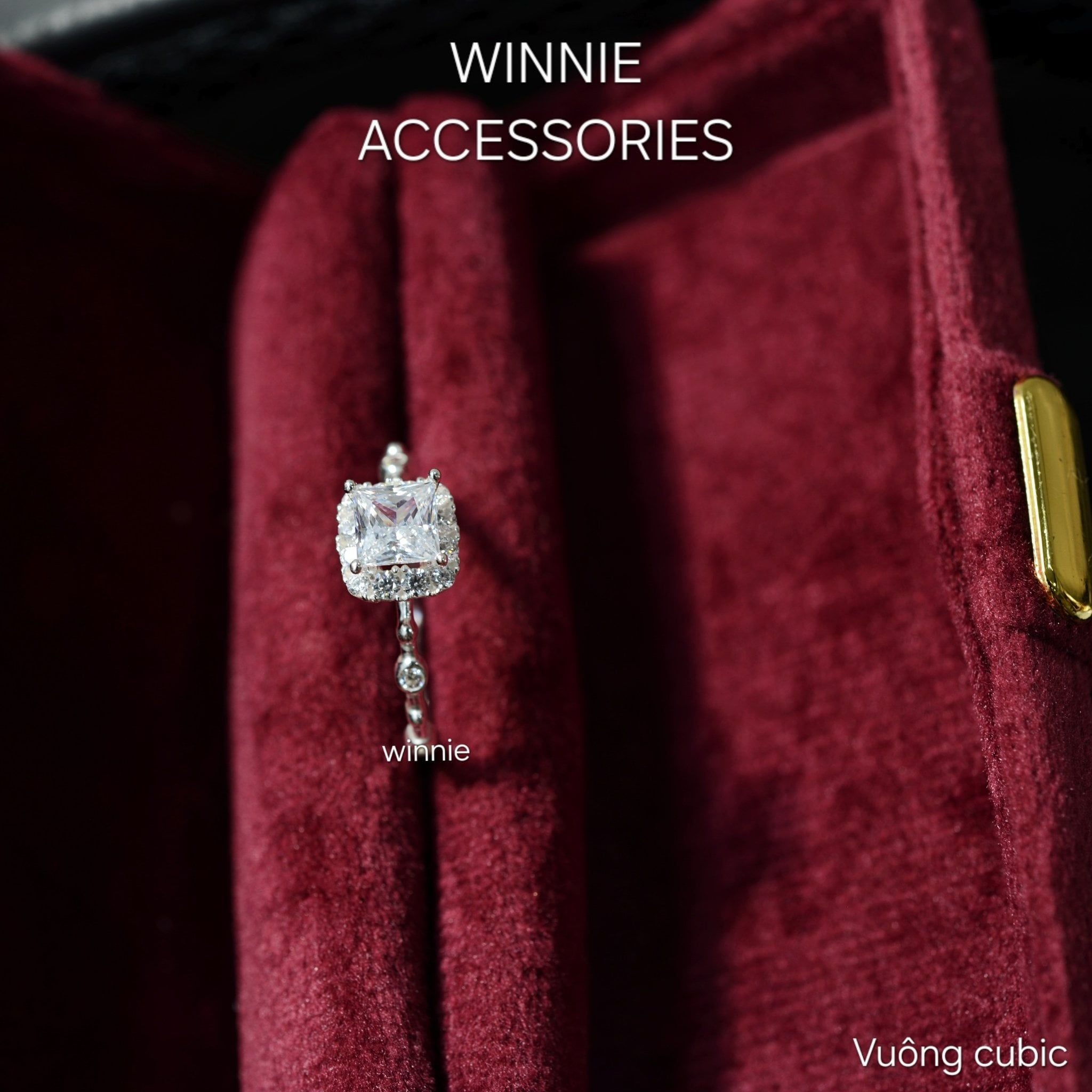  Nhẫn Bạc S925 Vuông Cubic 