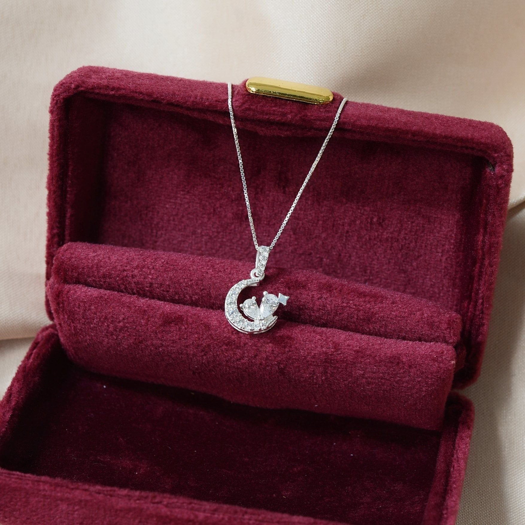  Charm Dây chuyền Bạc S925 Moon heart (không kèm dây) 
