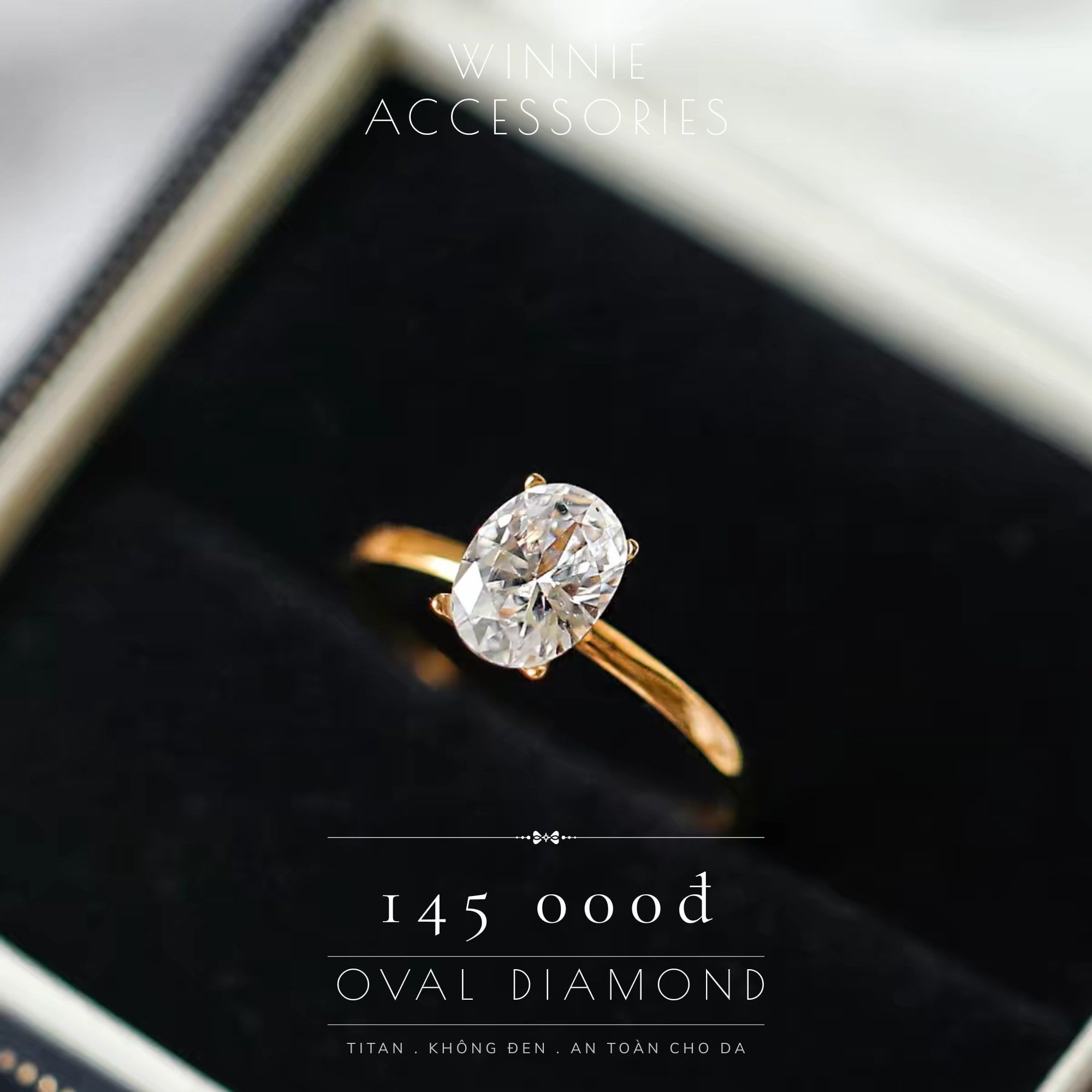  Nhẫn titan Oval Diamond 