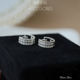  Hoa tai Bạc S925 Khoen 2 line 