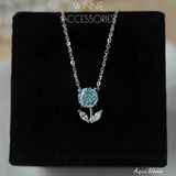  Dây chuyền Bạc S925 Đá Nam Phi Aqua Bloom 