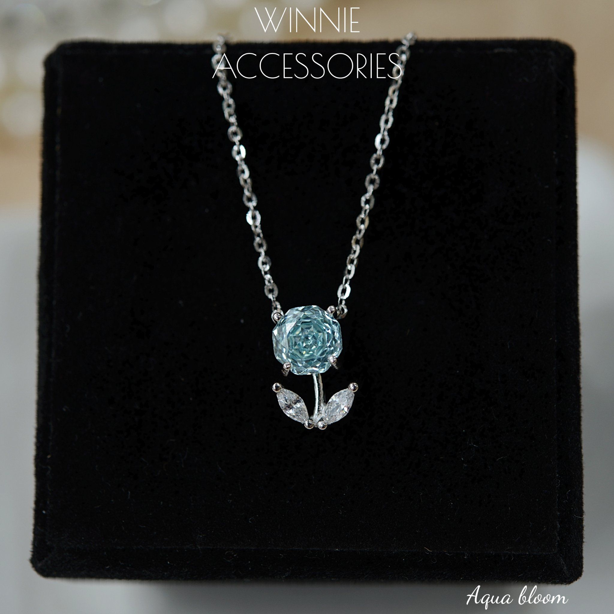  Dây chuyền Bạc S925 Đá Nam Phi Aqua Bloom 