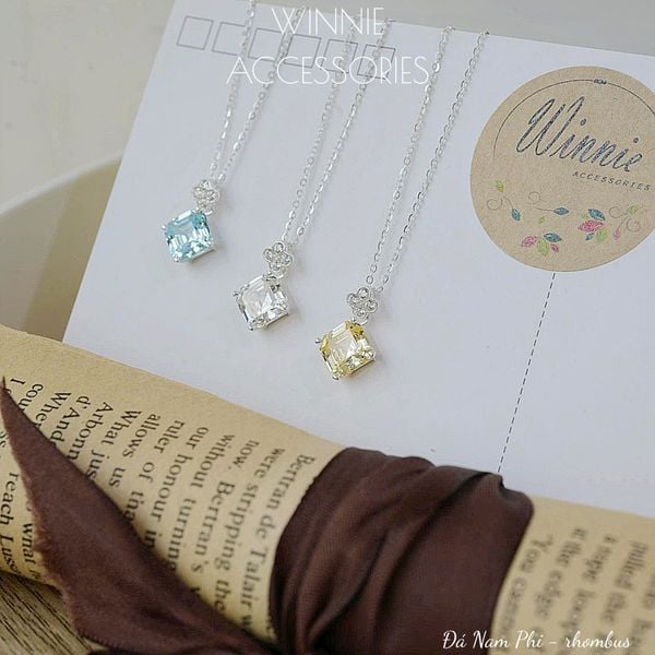  Dây chuyền Bạc S925 Đá Nam Phi Rhombus 