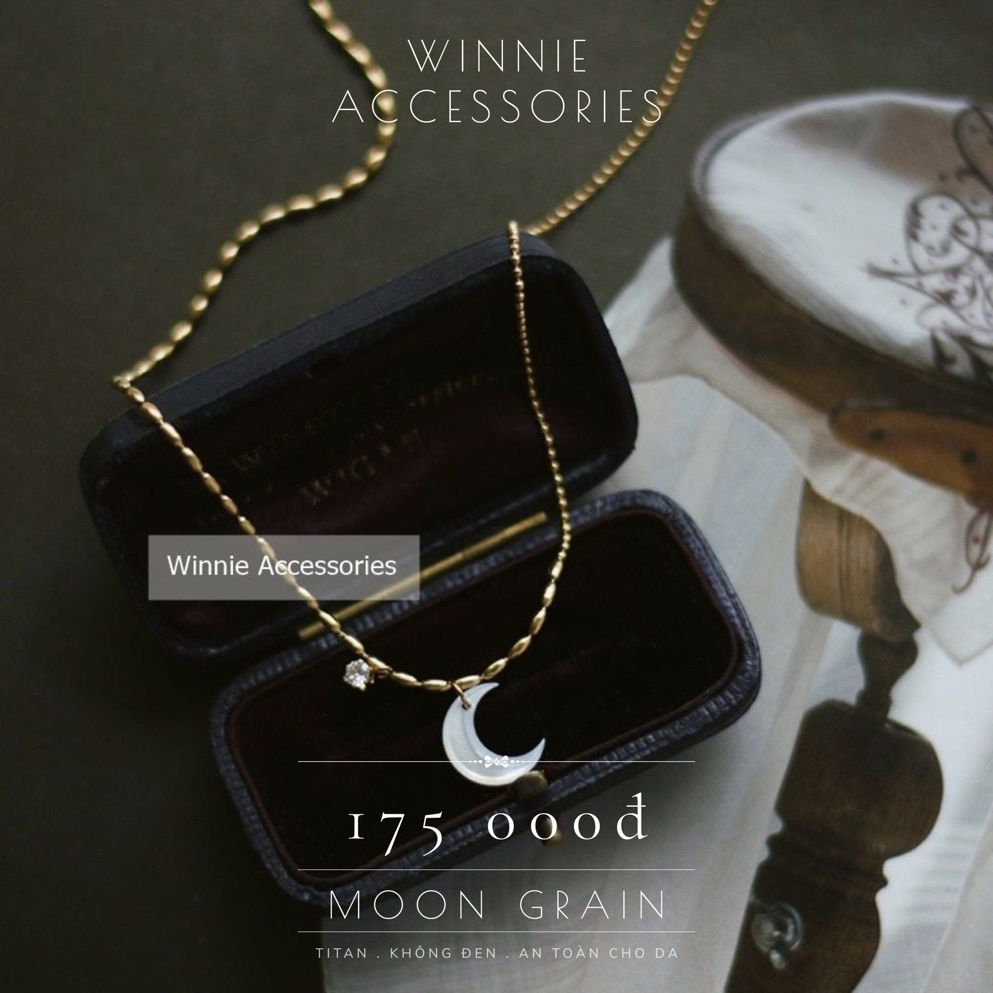  Dây chuyền titan Moon grain 