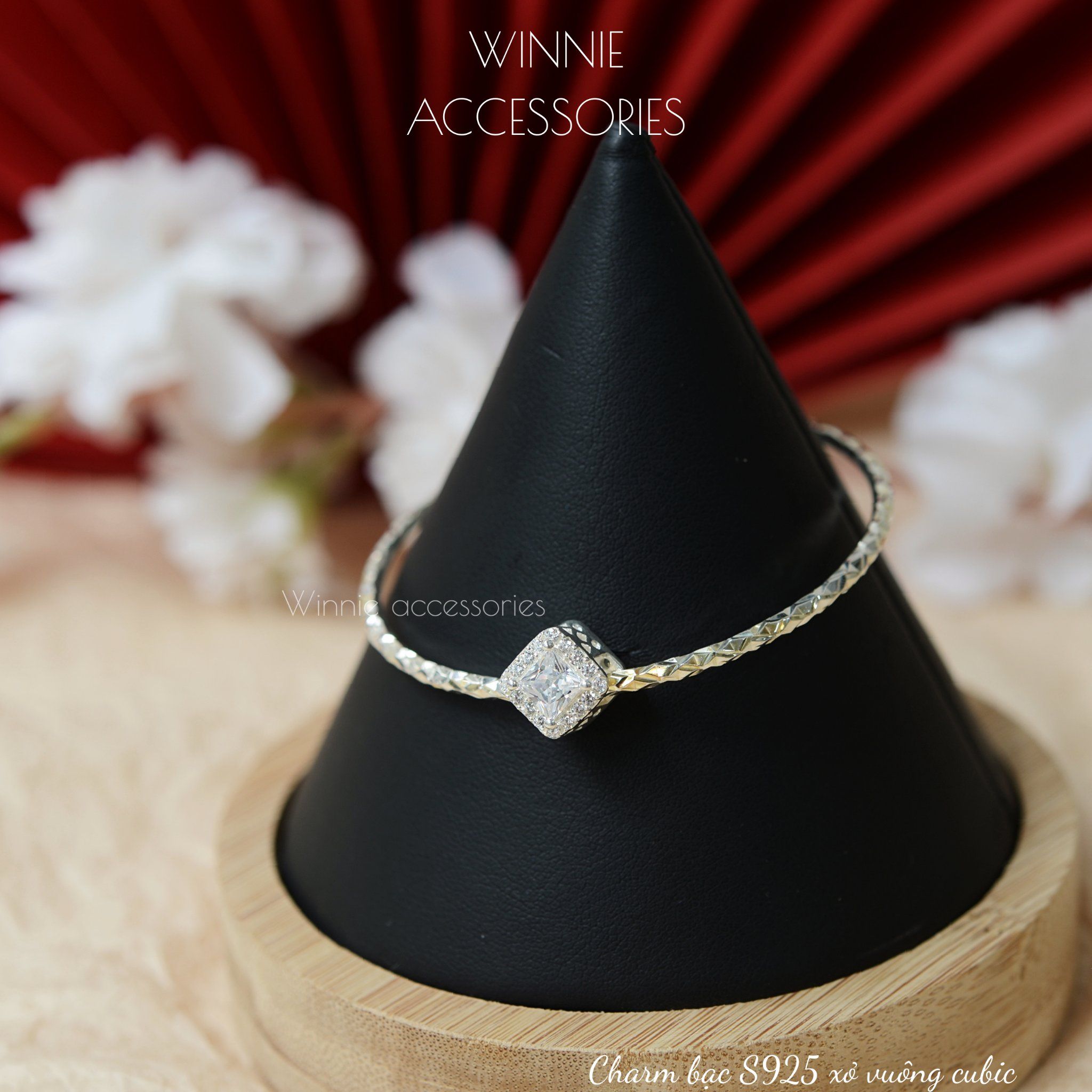  Charm Bạc S925 Xỏ vuông cubic 