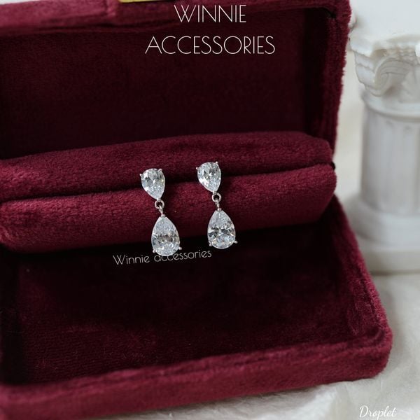  Hoa tai Bạc S925 Droplet (Đã xi kim) 