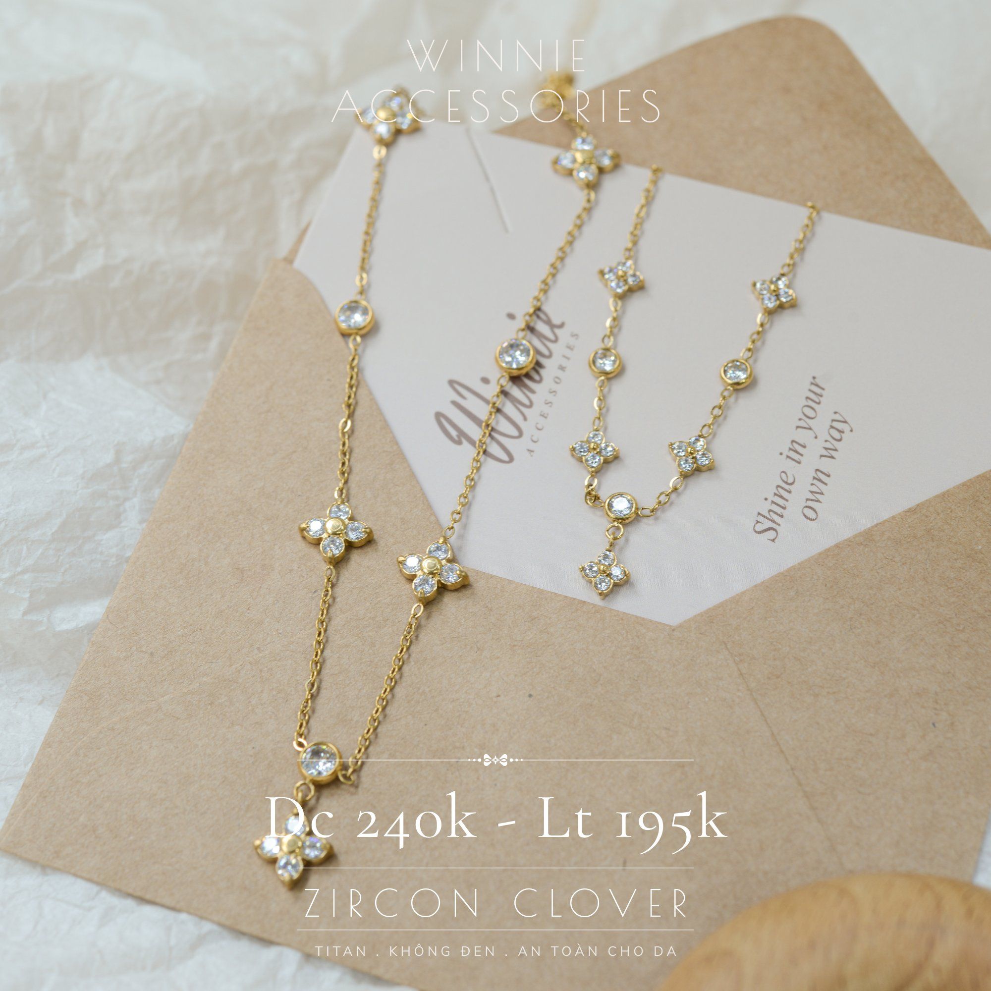  Lắc tay Titan Zircon Clover 