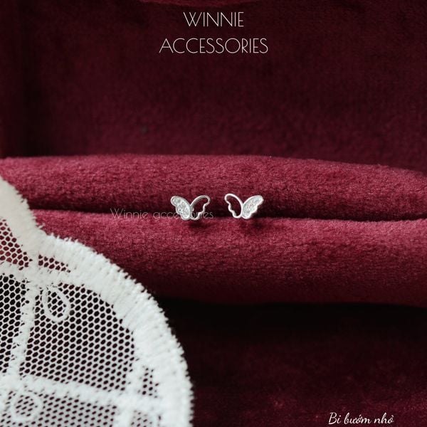  Hoa tai Bạc S925 Bi Bướm Nhỏ 