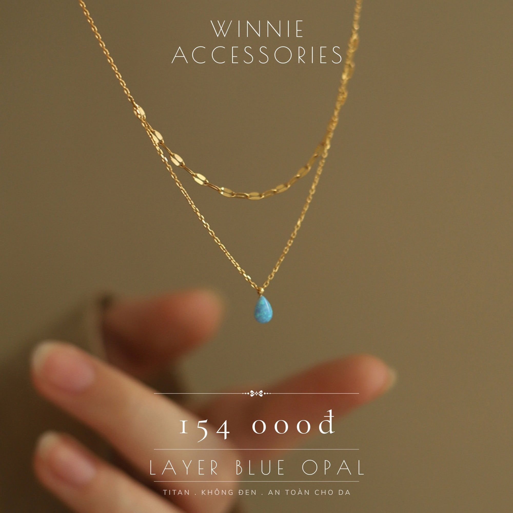  Dây chuyền Titan Layer Blue Opal 