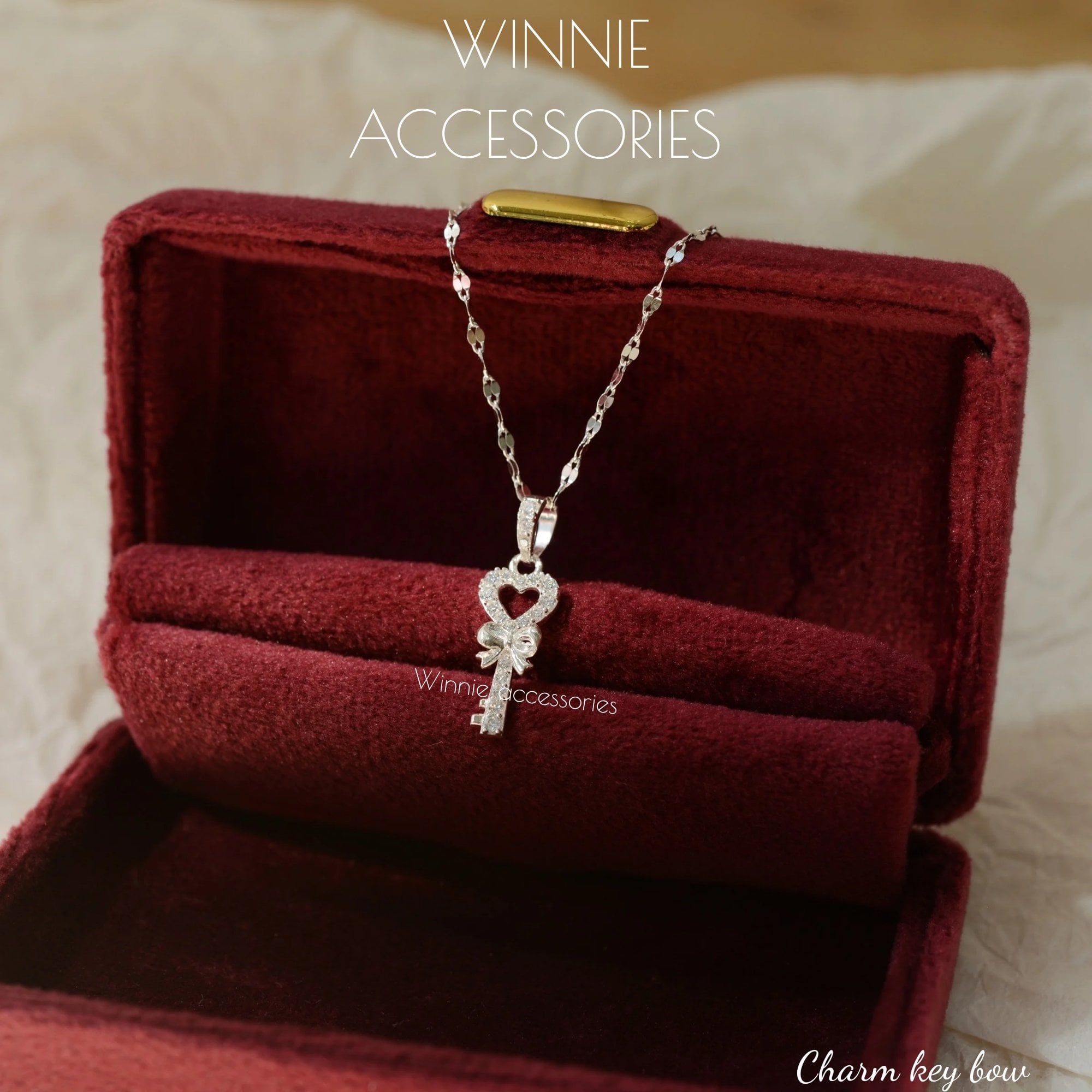  Charm Dây chuyền Bạc S925 Key Bow (không kèm dây) 