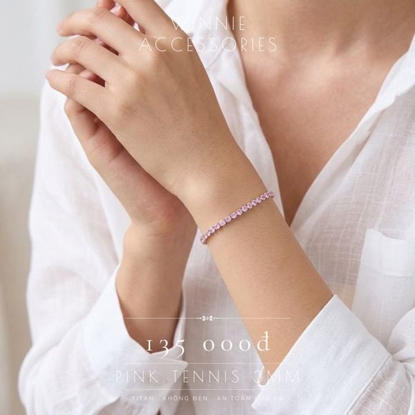  Lắc tay Titan Pink Tennis 3mm B 