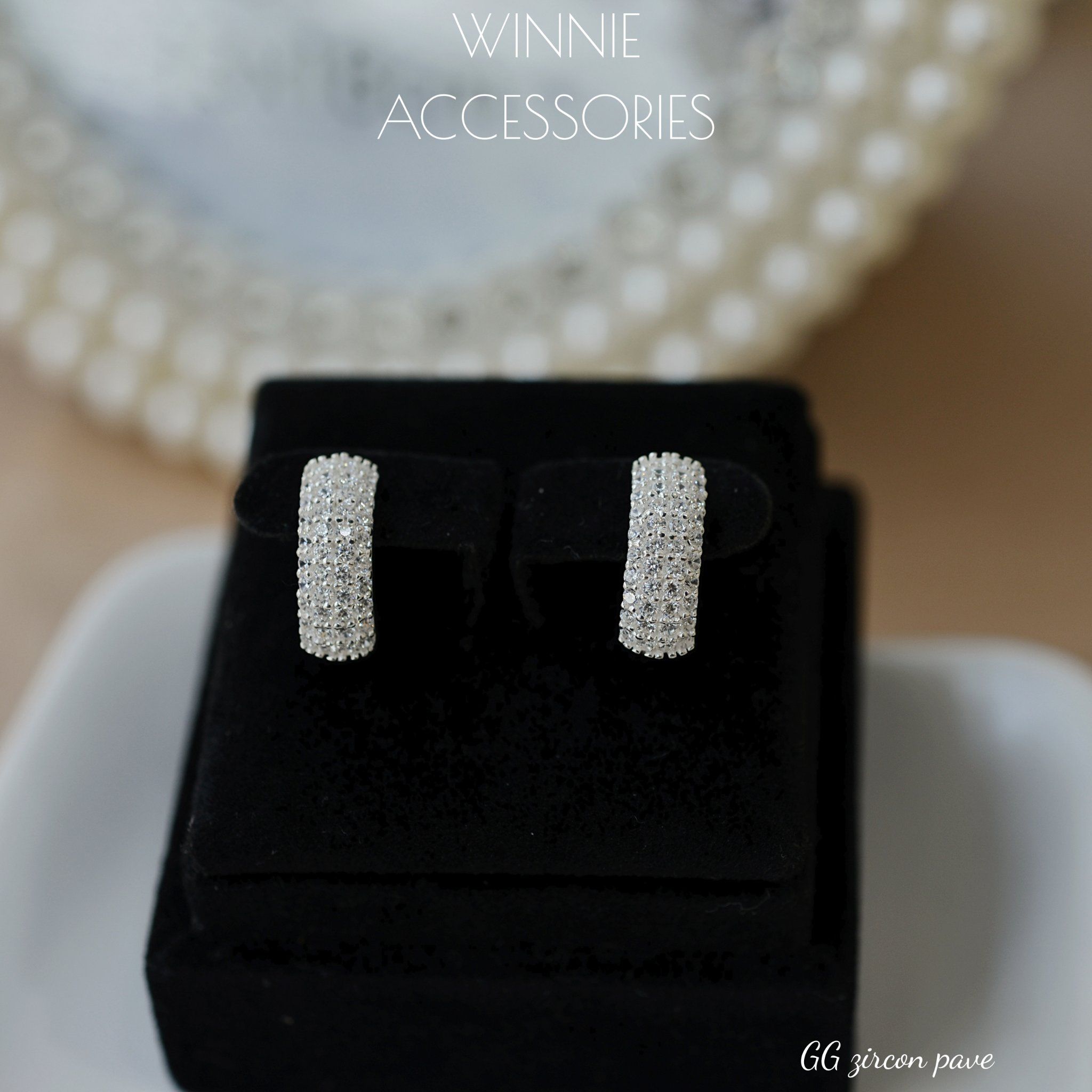  Hoa tai Bạc S925 GG Zircon Pave 