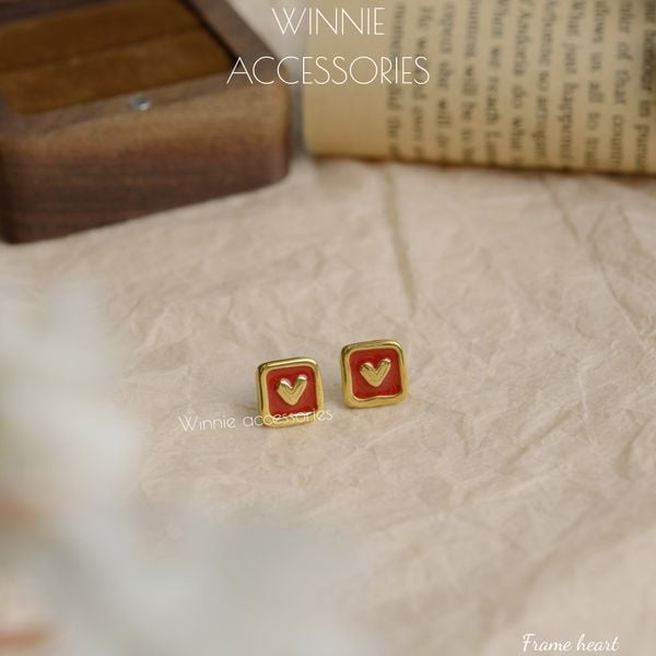  Hoa tai Titan Frame heart 