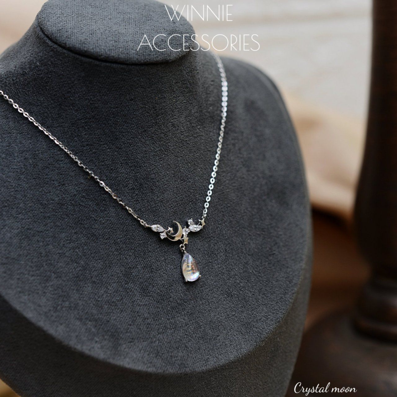  Dây chuyền Bạc S925 Crystal Moon (Xi Kim) 