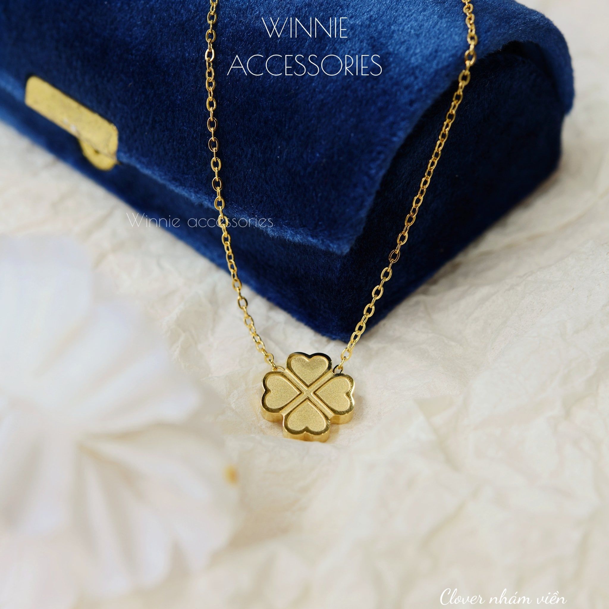  Dây chuyền Titan Clover nhám viền 