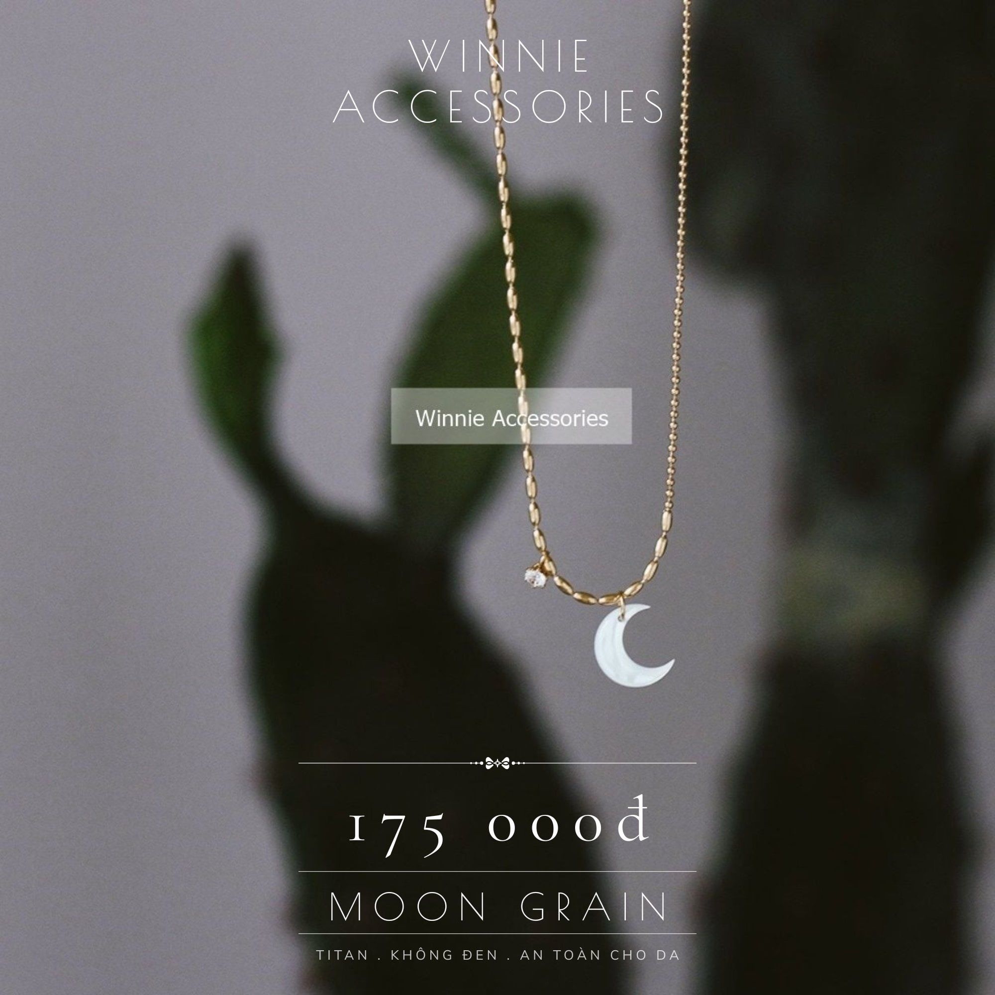  Dây chuyền titan Moon grain 