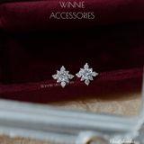  Hoa tai Bạc S925 Floral Rhombus 