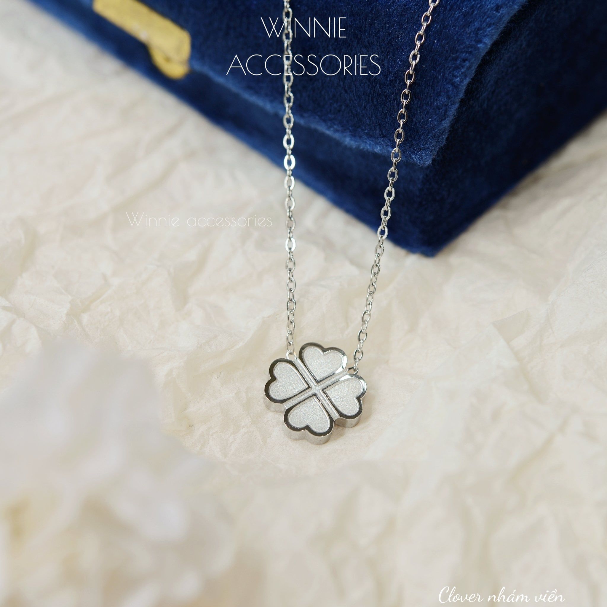  Dây chuyền Titan Clover nhám viền 