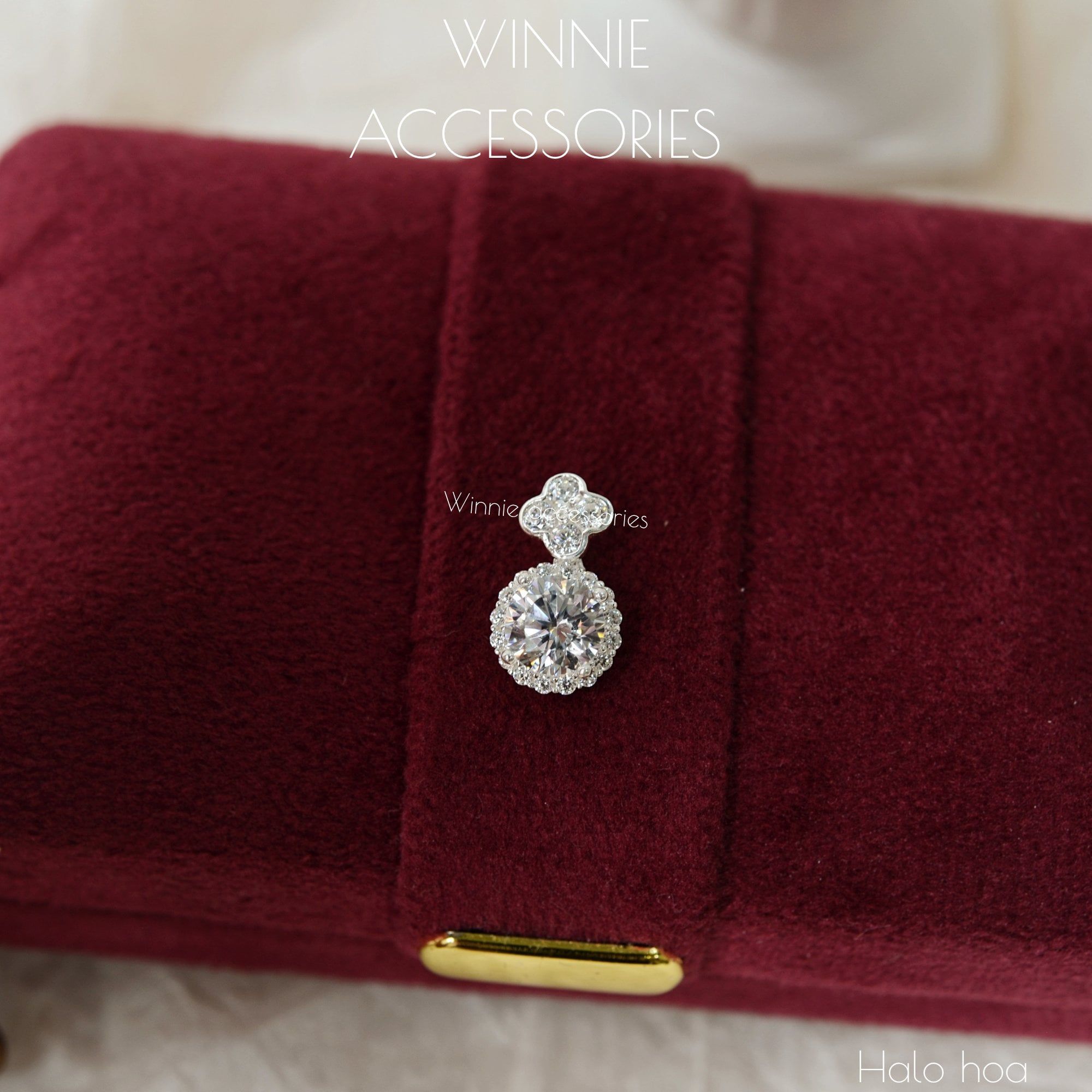  Charm Dây chuyền Bạc S925 Halo hoa (không kèm dây) 