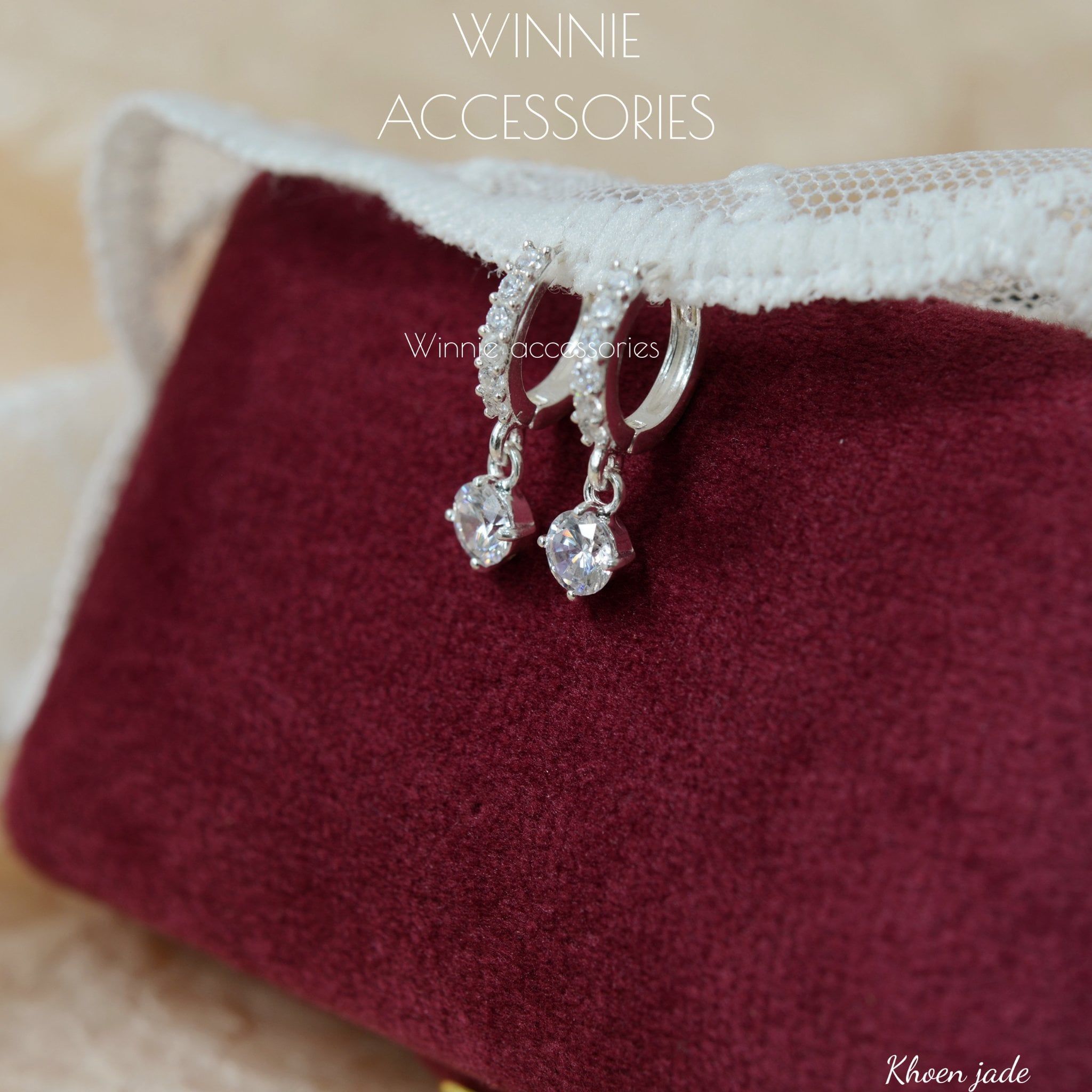  Hoa tai Bạc S925 Khoen Jade 