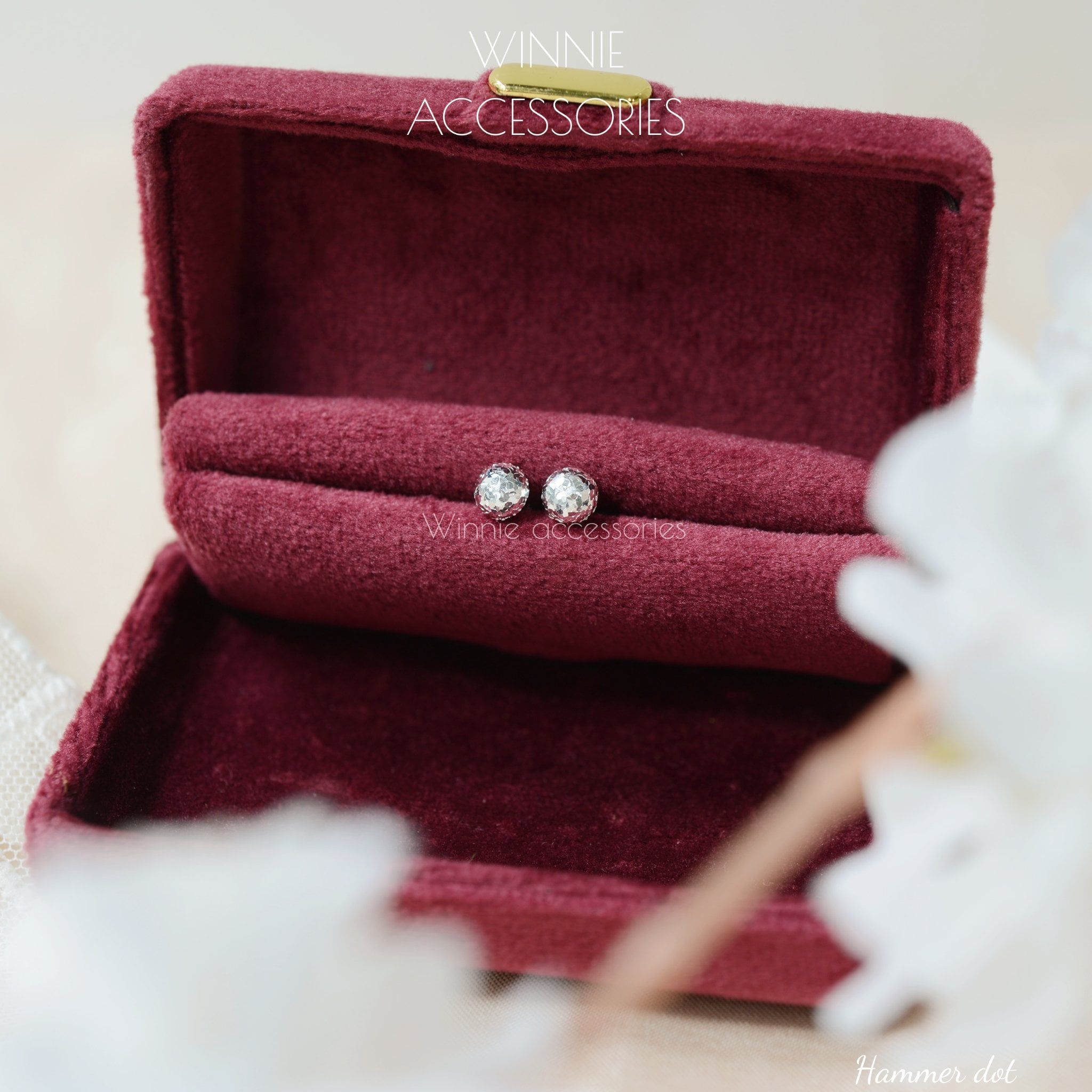  Hoa tai Bạc S925 Hammer Dot 